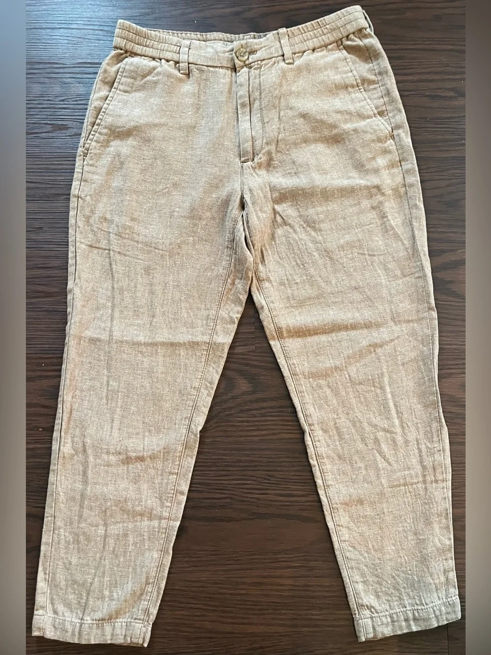 Banana Republic Pants Mens 31x30 Beige Linen Blend Mason Athletic Tapered Fit